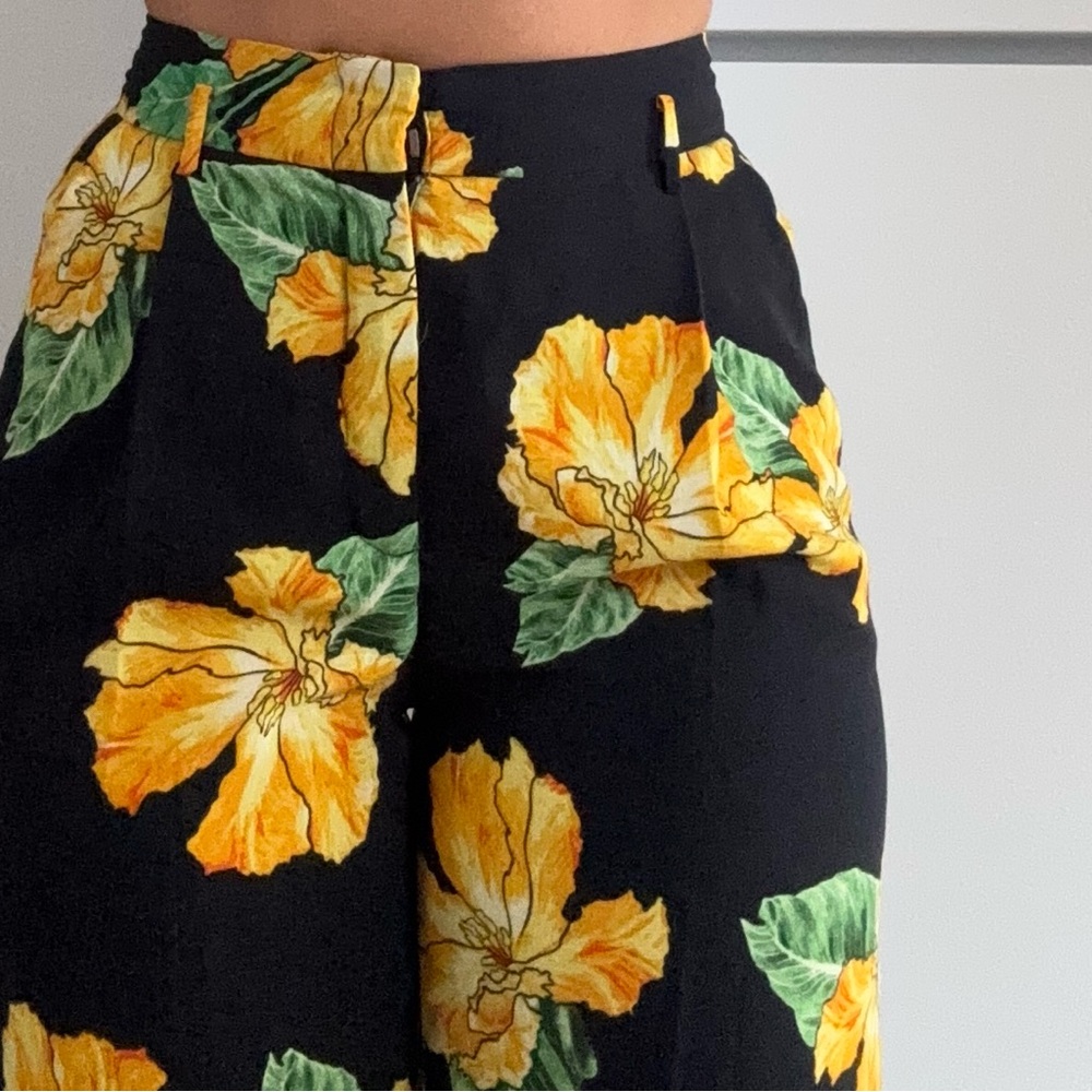 Floral Black Pants - Picture 1 of 5